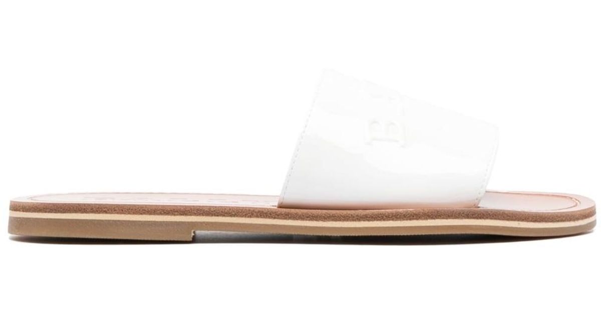 Bally Debossed-logo Open-toe Slides in White | Lyst