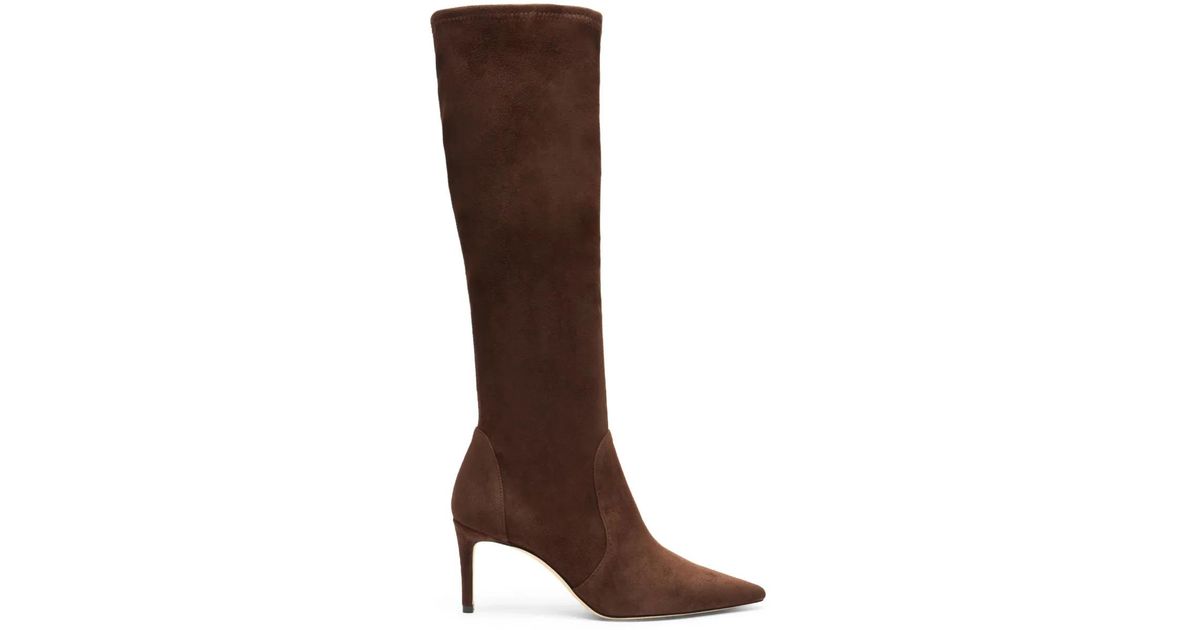 Stuart Weitzman 75Mm Suede Pointed-Toe Knee-High Boots in Brown | Lyst