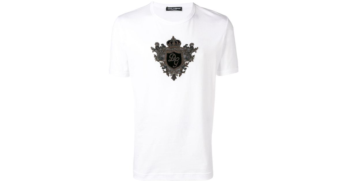 Dolce & Gabbana Cotton Patch-logo T-shirt in White for Men - Lyst