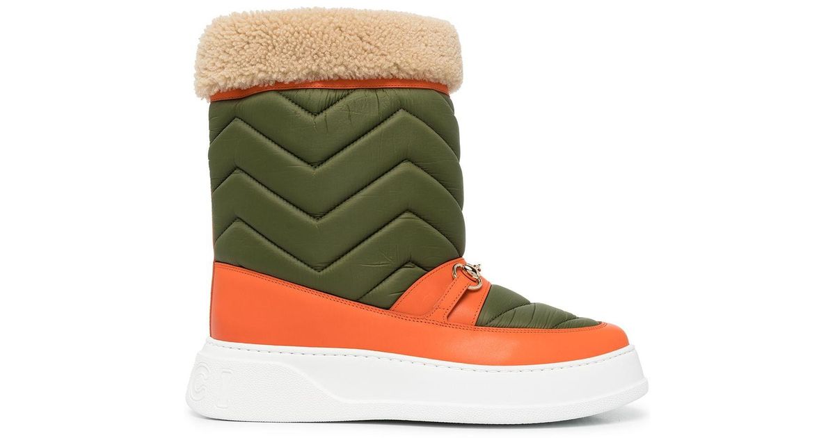 Gucci Synthetic Horsebit Chevronquilted Boots in Green for Men Lyst