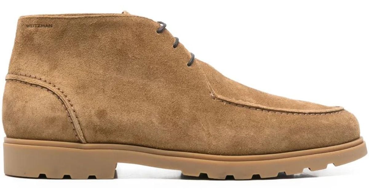 Stuart Weitzman Lace-Up Suede Boots in Brown for Men | Lyst
