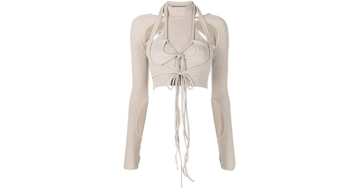 Hyein Seo Crossover-strap Cut-out Top in Gray | Lyst