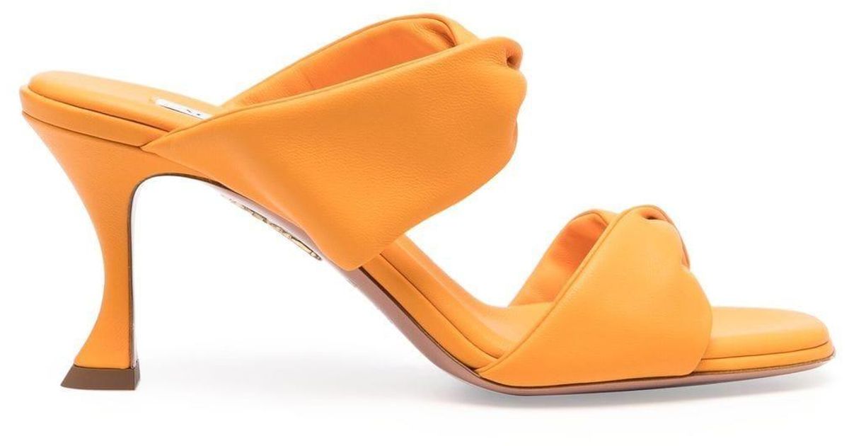 Aquazzura Twist 85mm Leather Sandals in Orange Lyst