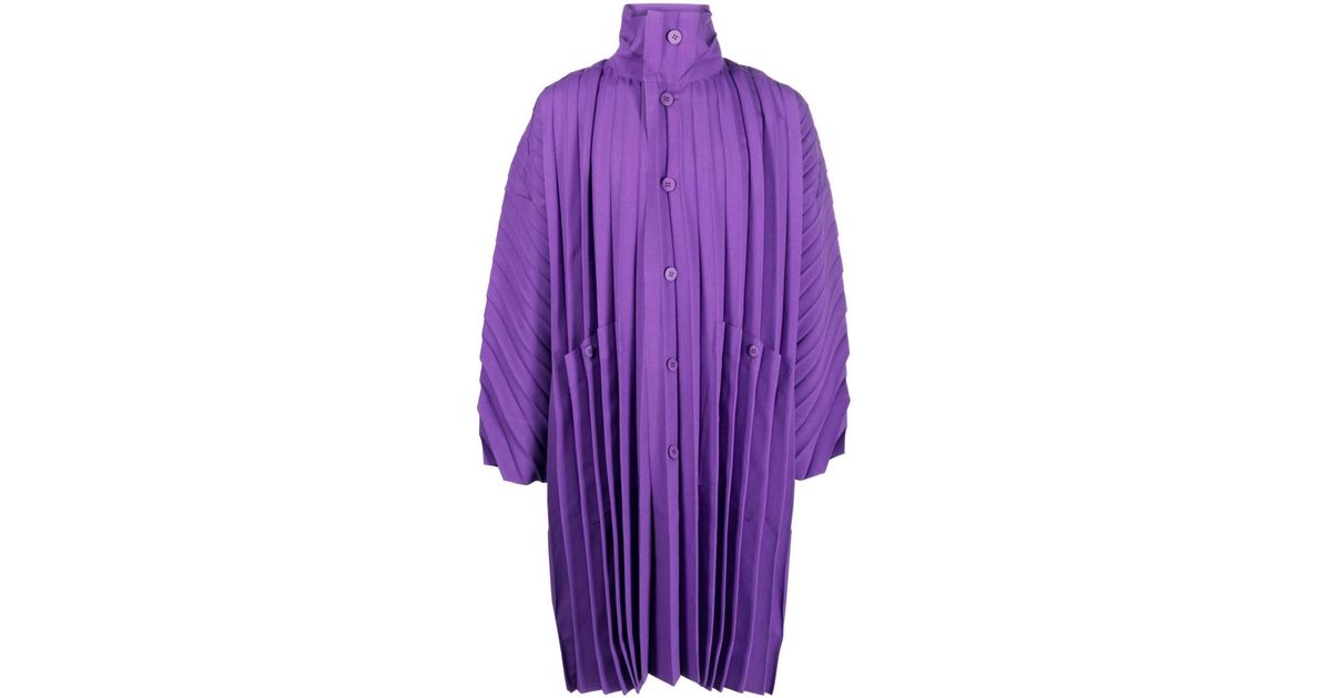 Homme Plissé Issey Miyake Edge Pleated Coat in Purple for Men | Lyst UK