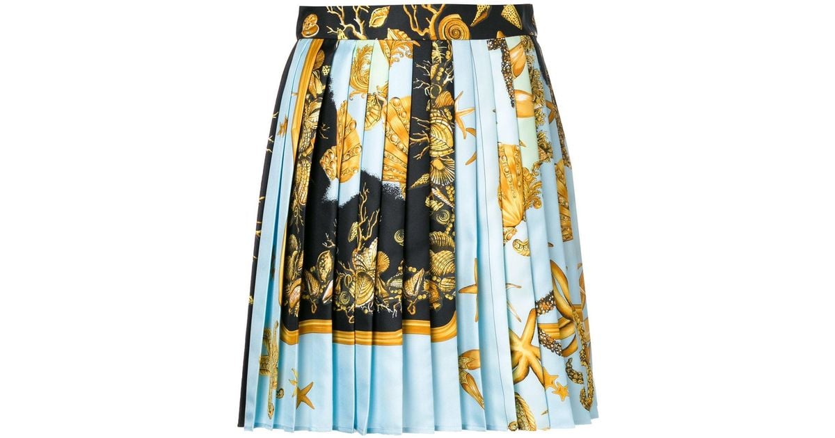 Versace Short Pleated Skirt in Blue | Lyst