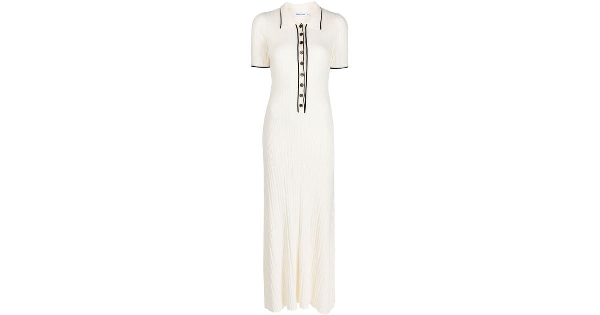 Anna Quan Penelope Ribbed-knit Polo Midi Dress in White | Lyst