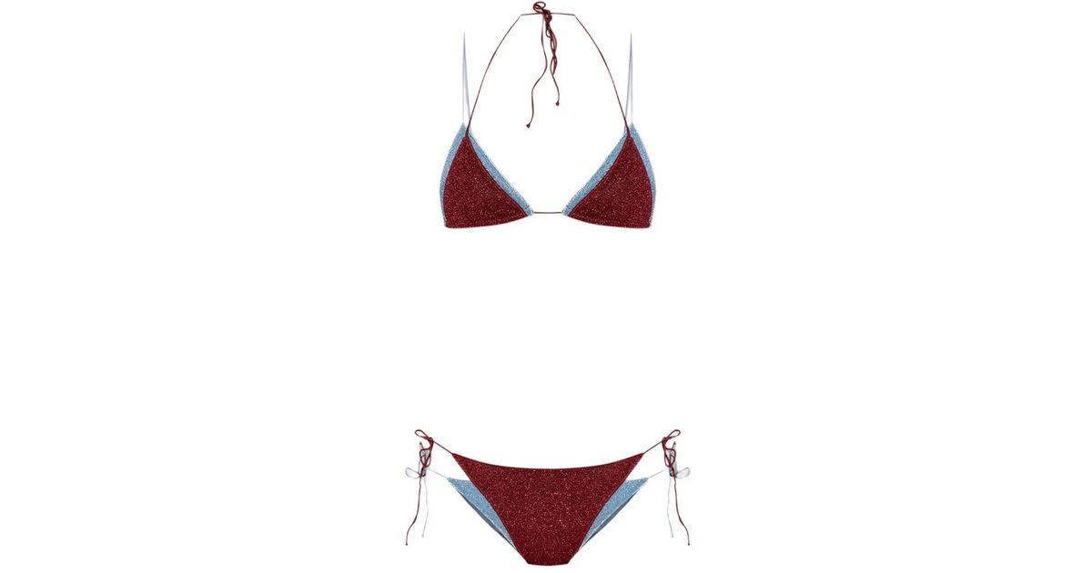 Oséree Lumiere Bicolor Double Kini in Red | Lyst