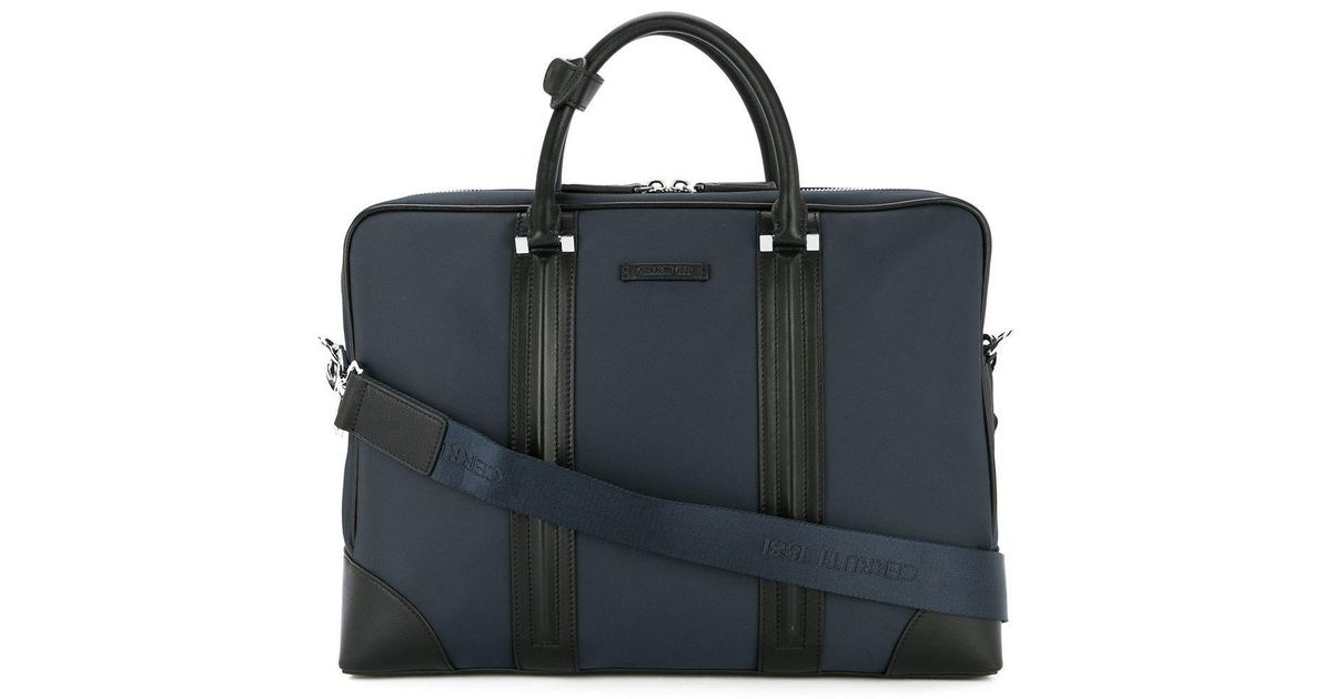 Cerruti 1881 Leather Logo Business Bag in Blue for Men - Lyst