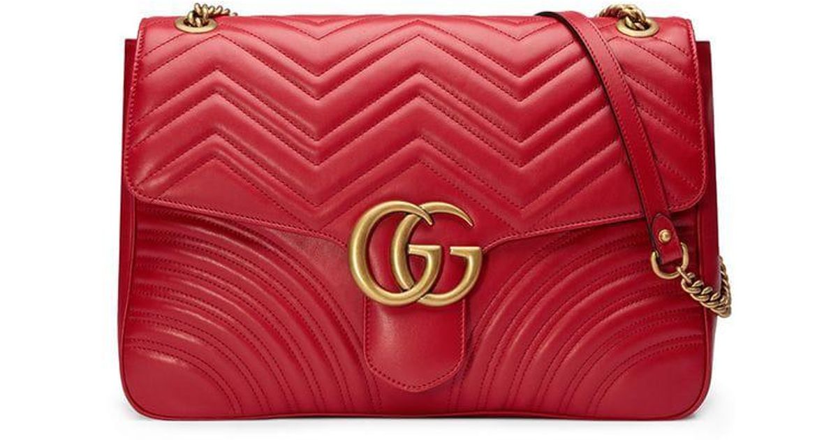 Gucci GG Marmont Large Shoulder Bag in Red | Lyst