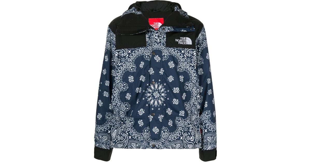 supreme x north face blue bandana jacket
