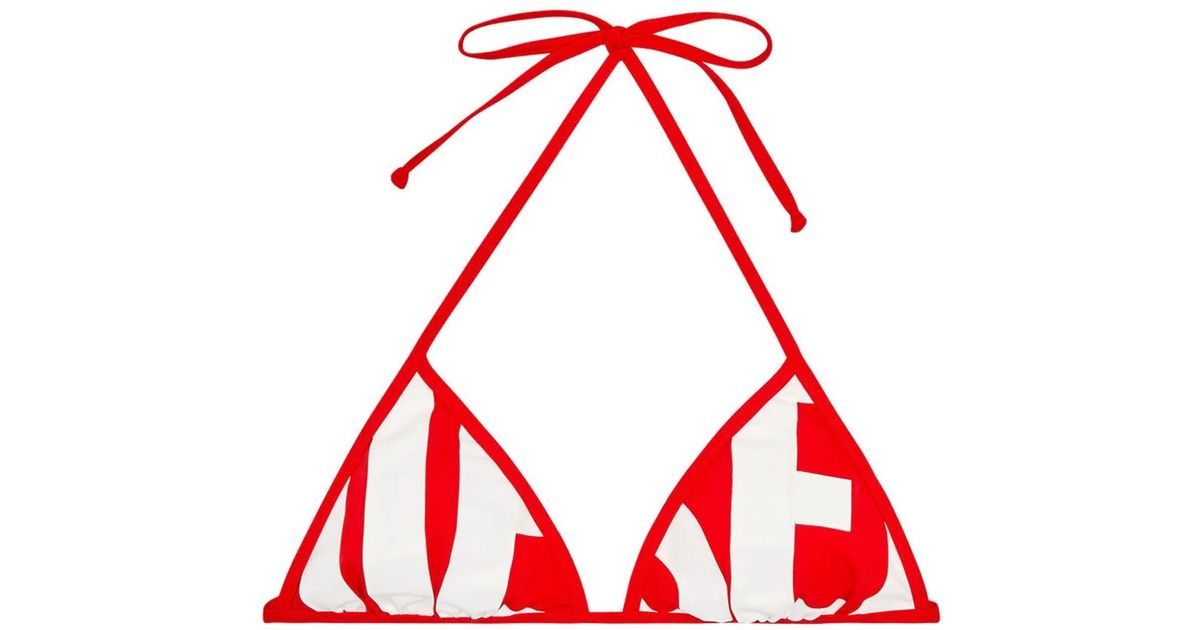 DIESEL Bfb-Sees-A Logo-Print Bikini Top in Red | Lyst