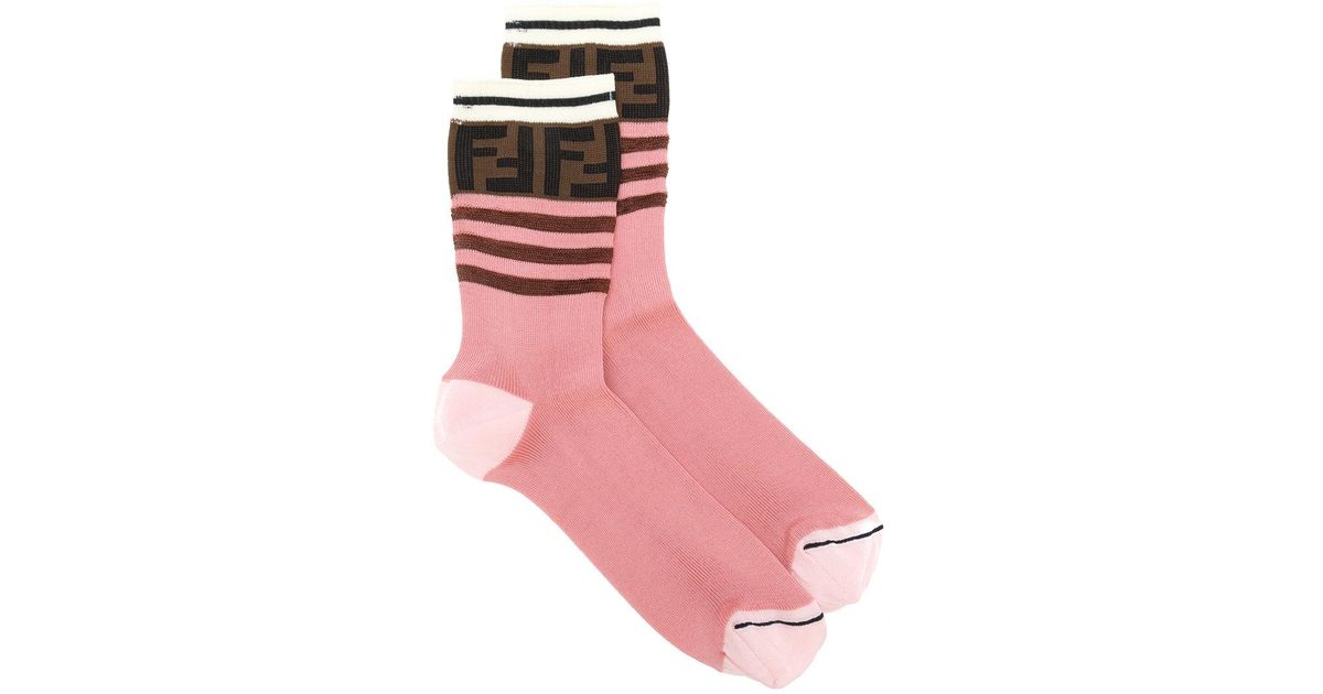 Fendi Cotton Double F Logo Socks in 