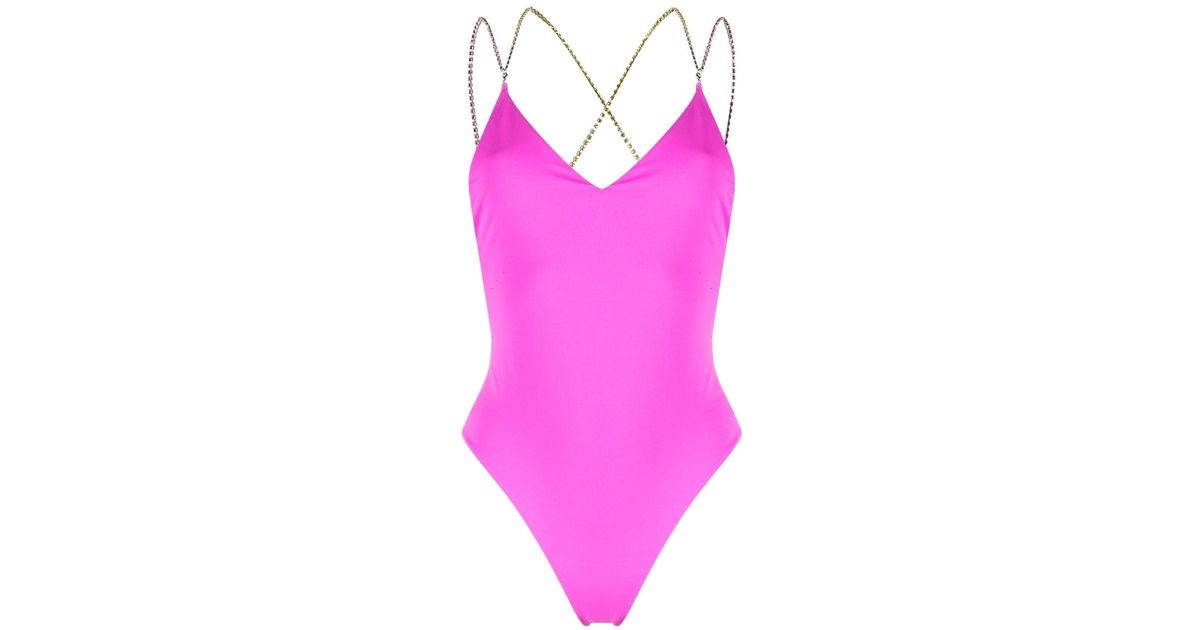 Gcds One-piece Swimsuit With Crystals in Pink | Lyst