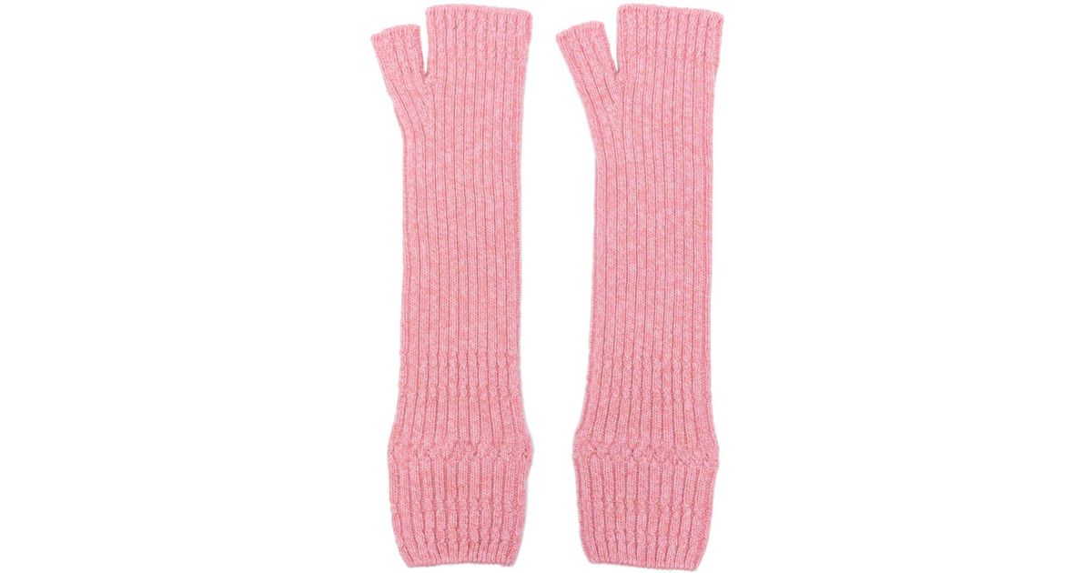 Barrie Cashmere Fingerless Gloves in Pink | Lyst