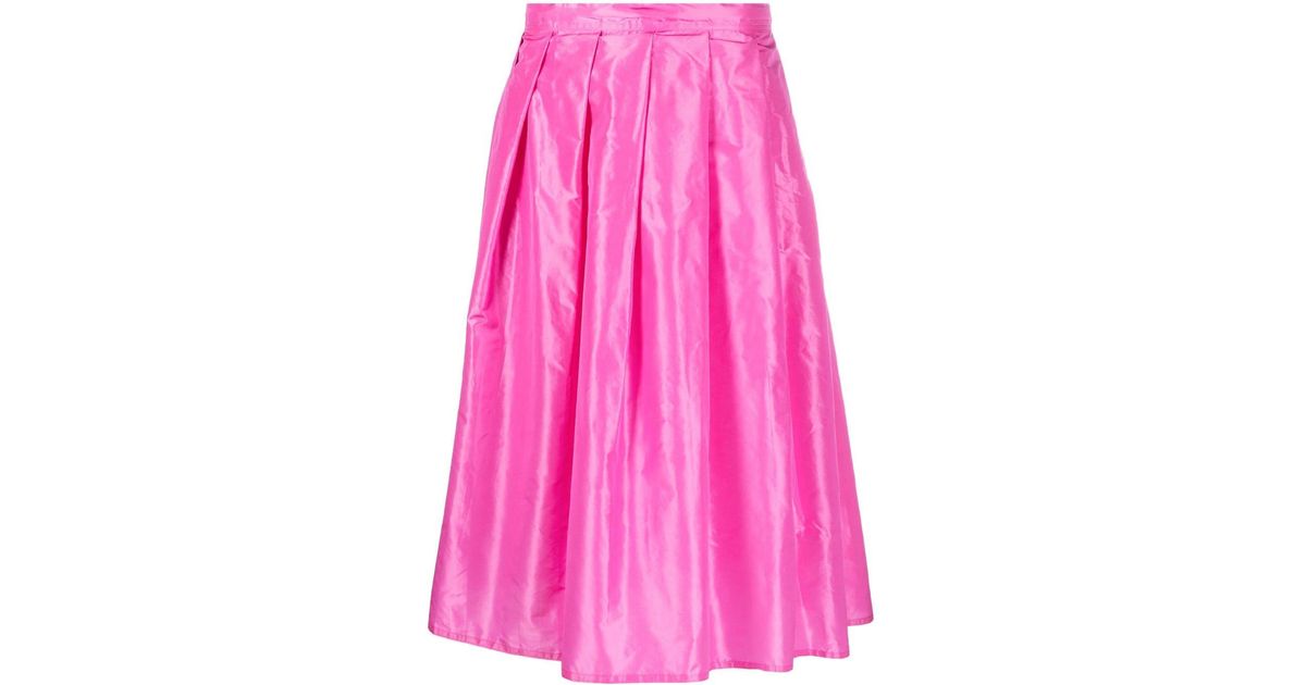 Sofie D'Hoore Pleated Silk Midi Skirt in Pink | Lyst