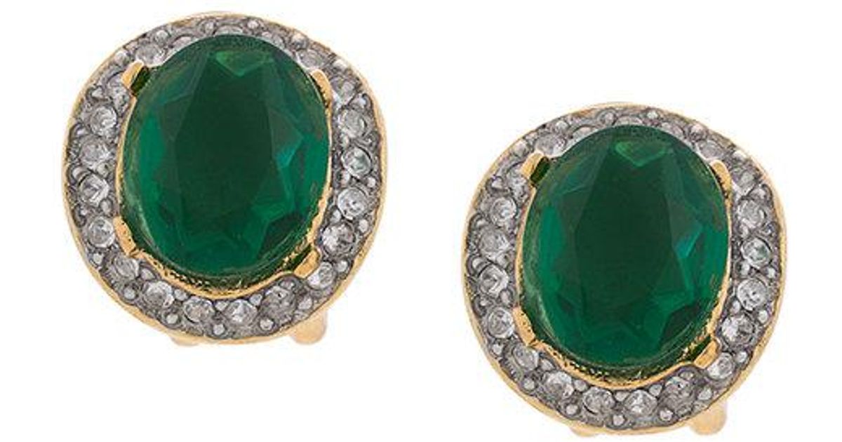 Lyst Kenneth Jay Lane Embellished Stud Earrings In Green
