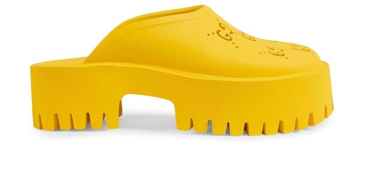gucci perforated gg platform mules