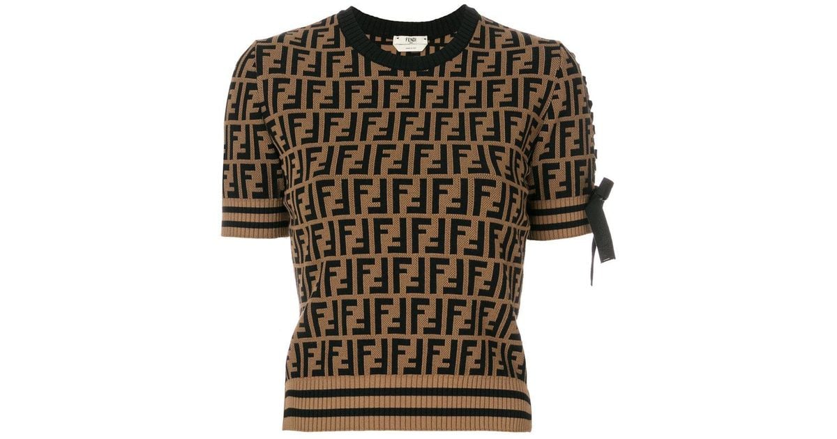 fendi logo short sleeve sweater