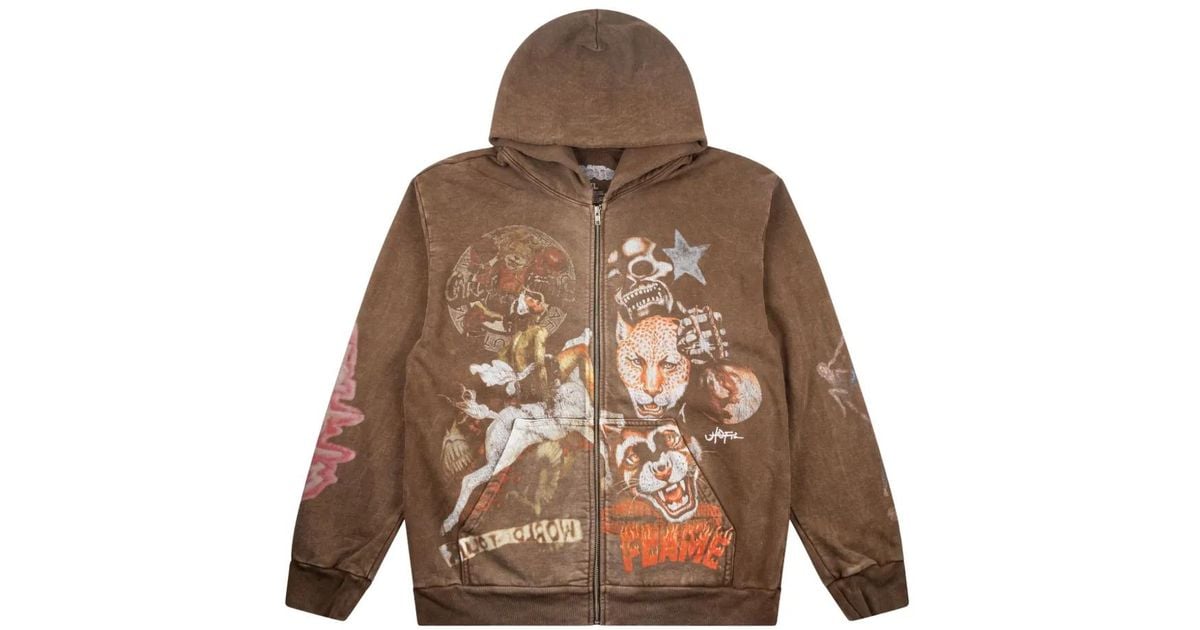 Travis Scott Utopia Cm Zip-Up Hoodie in Brown for Men | Lyst