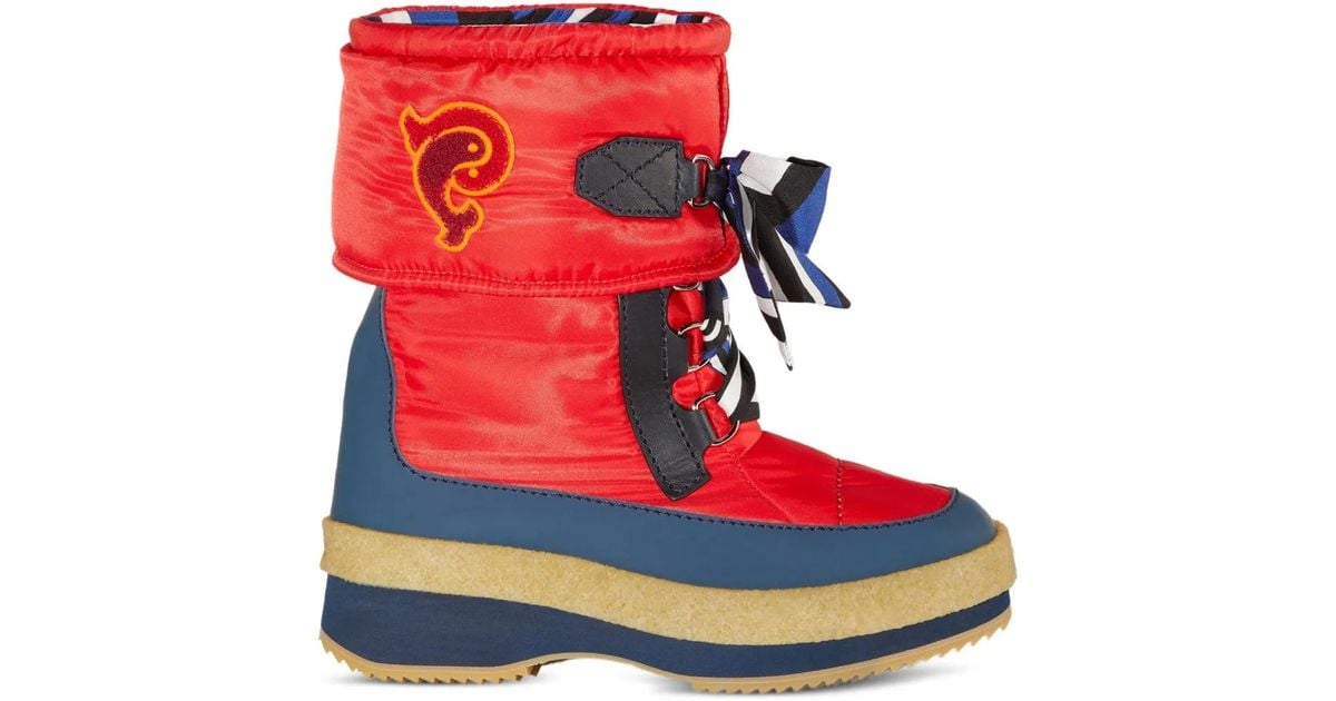 PUCCI Iride Ribbon-Bow Snow Boots in Red Lyst UK