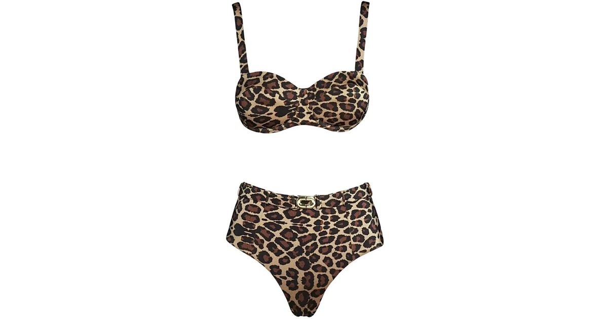 SOFIA ERHAN Leopard Print Belted Bikini In White Lyst