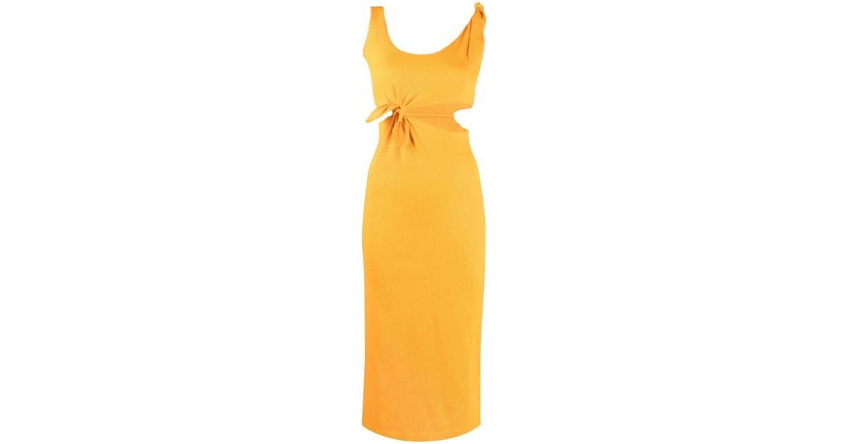 Sandro Cut-out Midi Dress in Orange | Lyst UK