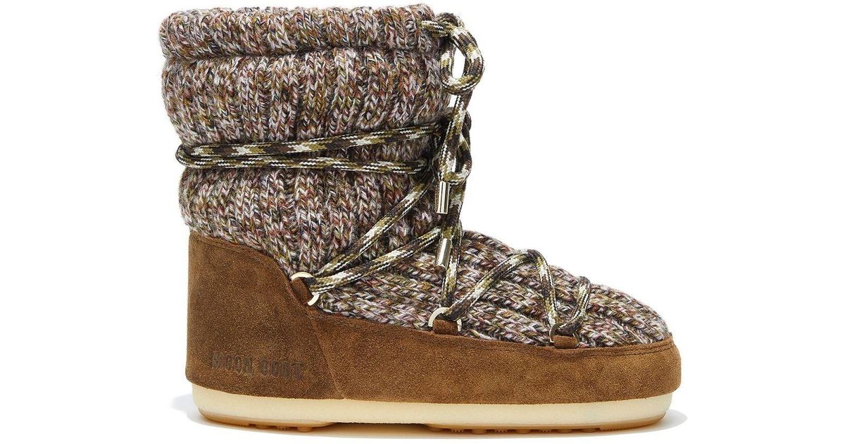 Moon Boot Icon Light Wool Boots in Brown | Lyst