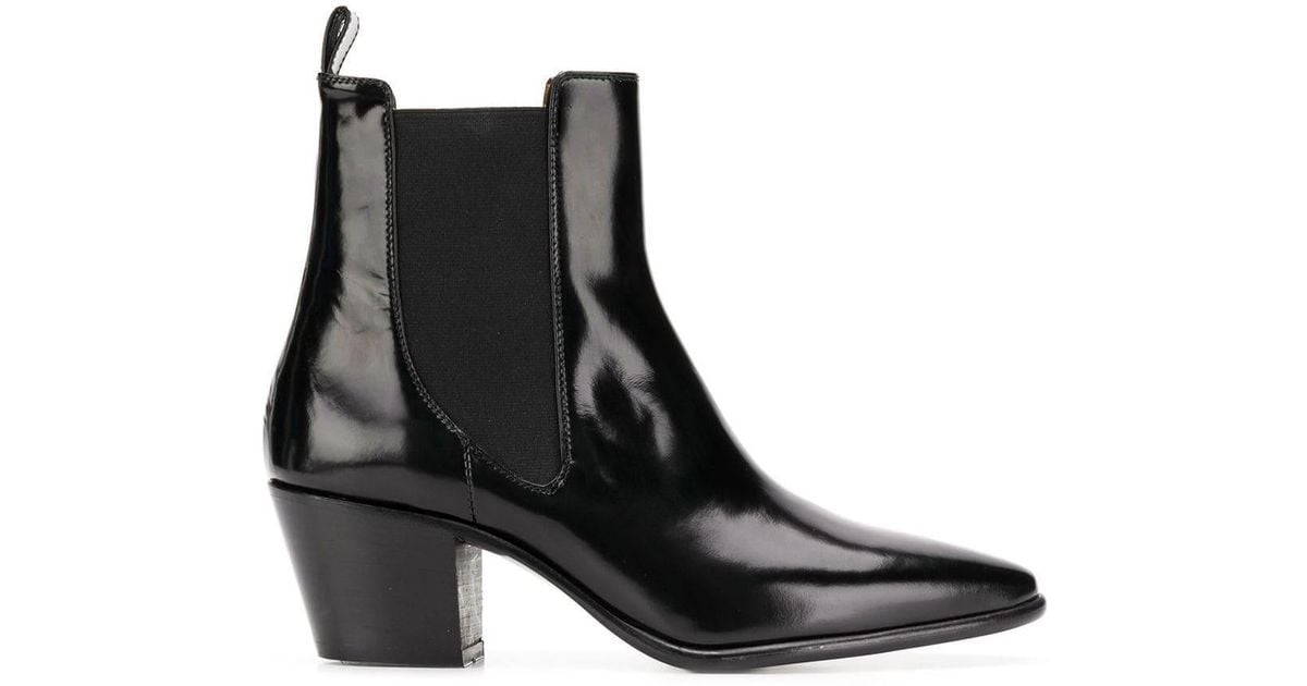 black cuban heel ankle boots