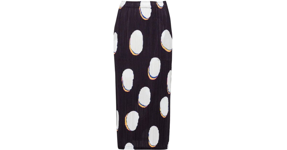 Pleats Please Issey Miyake Bean Dots Plissé Midi Skirt in Blue