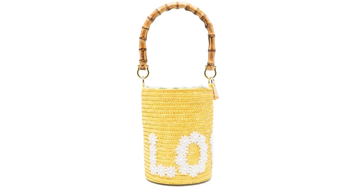 バックパック・リュック La Milanesa LOV-V Bucket Bags & Backpacks love bag in straw Love green straw bucket bag La Milanesa | Diemme shop