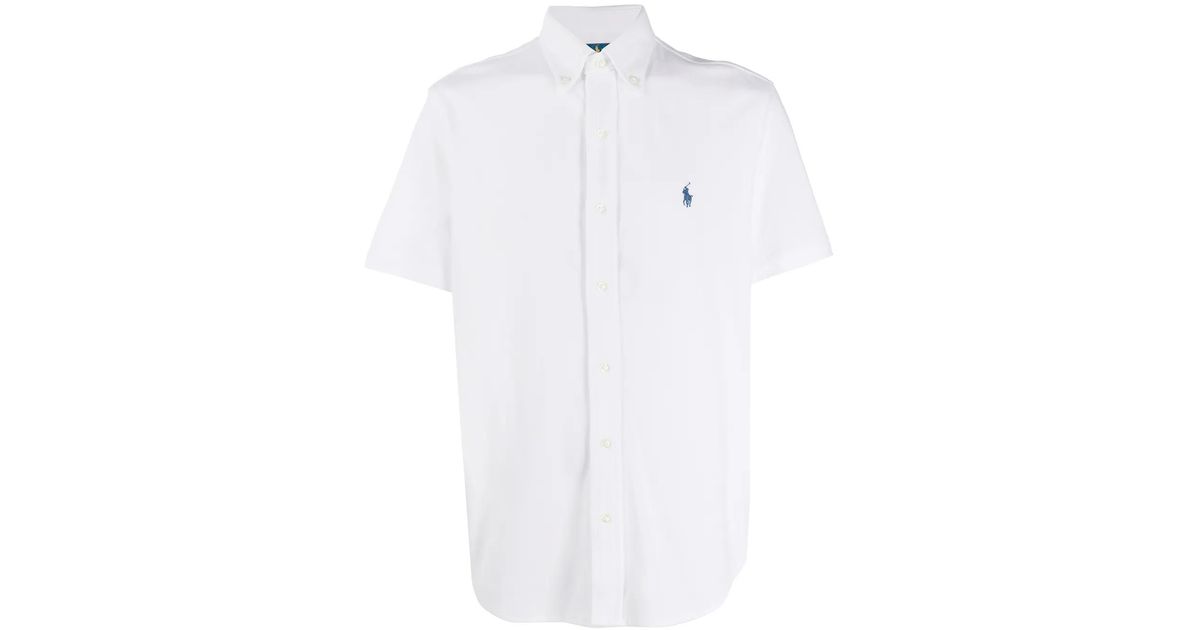 Polo Ralph Lauren Embroidered Logo Polo Shirt in White for Men | Lyst UK