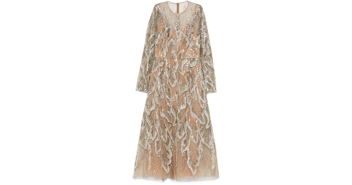 sachin and babi light blue dress Elie Saab Embroidered Cocktail Dress in Natural