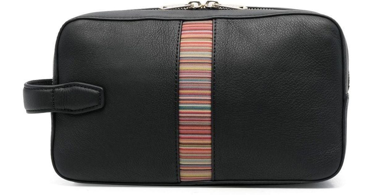 Paul Smith Signature Trim Leather Beautycase in Black for Men Lyst