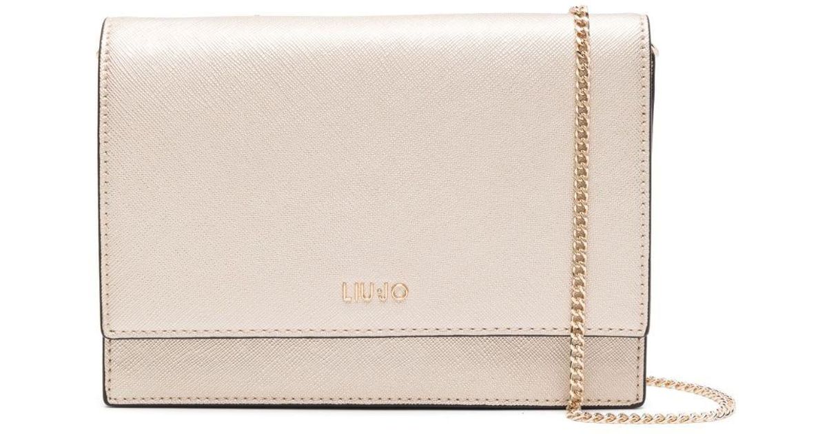 Liu Jo Logo-embossed Faux-leather Crossbody Bag in Natural | Lyst