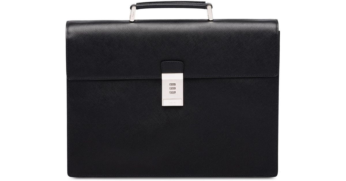 Prada Code Lock Briefcase in Black for Men Lyst