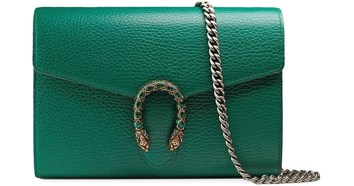 Gucci Dionysus Green Leather Mini Chain Bag