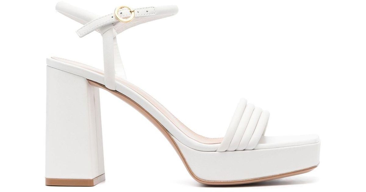 Gianvito Rossi Lena Leather Platform Sandals in White | Lyst