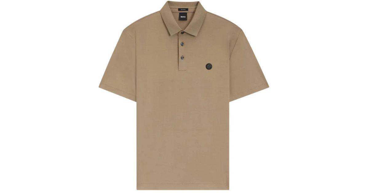 Boss Button BOSS Button Logo Polo Shirt in Natural for Men | Lyst