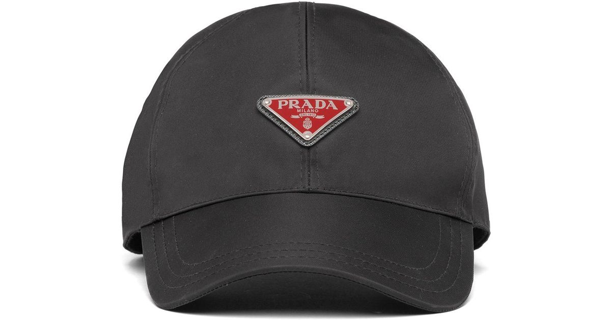 Prada Synthetic Triangle-shaped Logo Baseball Cap in Black for 