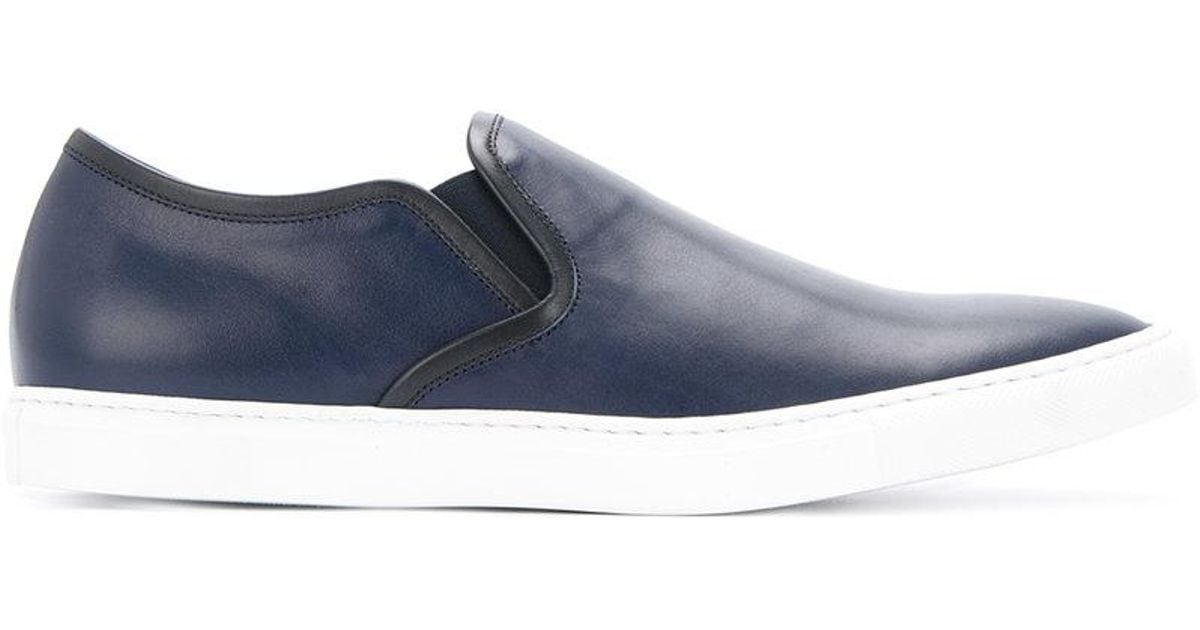 Cerruti 1881 Leather Slip On Sneakers in Blue for Men | Lyst UK