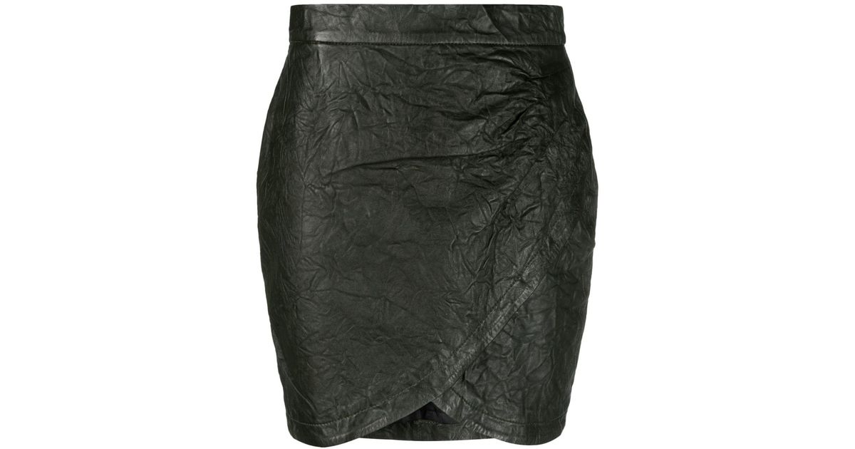 Zadig & Voltaire Julipe Wrap Leather Miniskirt in Gray | Lyst