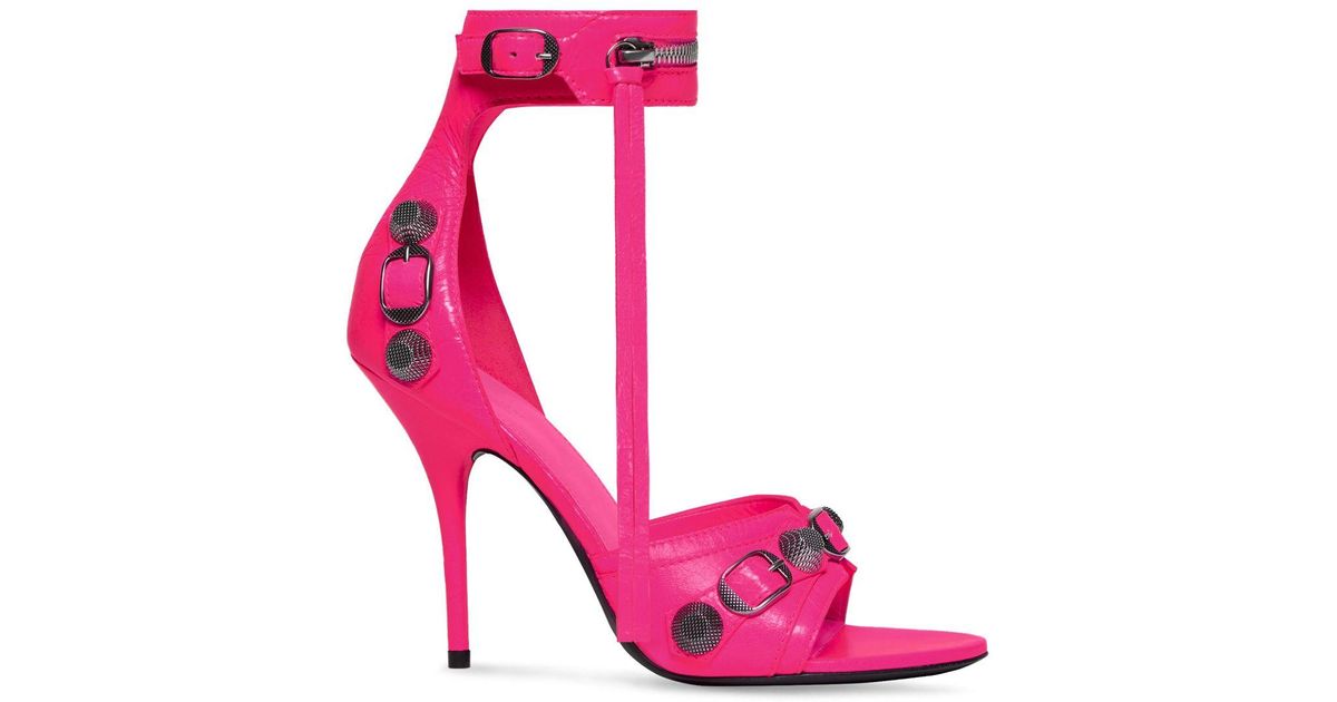 Balenciaga Le Cagole Leather Heel Sandals in Pink | Lyst