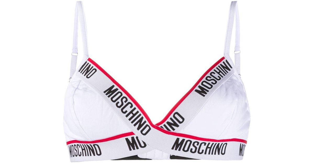 Moschino Logo-Tape V-Neck Triangle Bra – Cettire