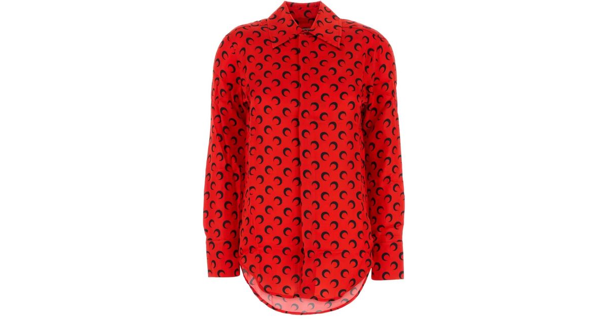 Tシャツ・カットソー MARINE SERRE Printed satin shirt (USI024BCWOV0059 RD10) Tシャツ・カットソー MARINE SERRE Printed satin shirt