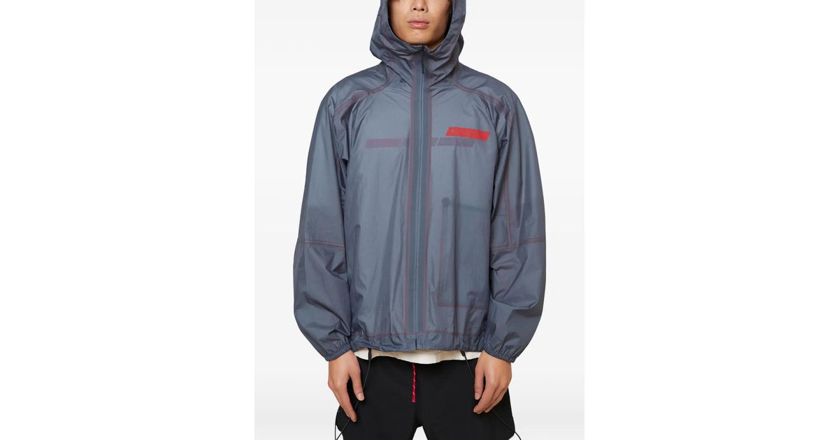 District Vision X Massimo Osti Logo Hooded Jacket in Blue for Men