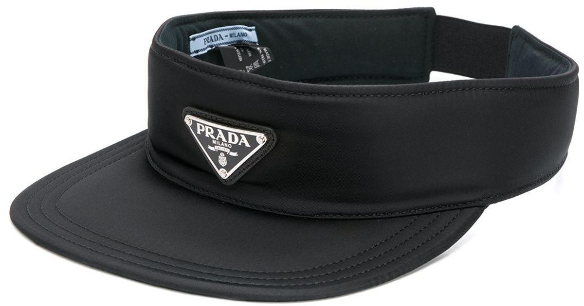 Prada Logo Plaque Visor Hat in Black for Men | Lyst