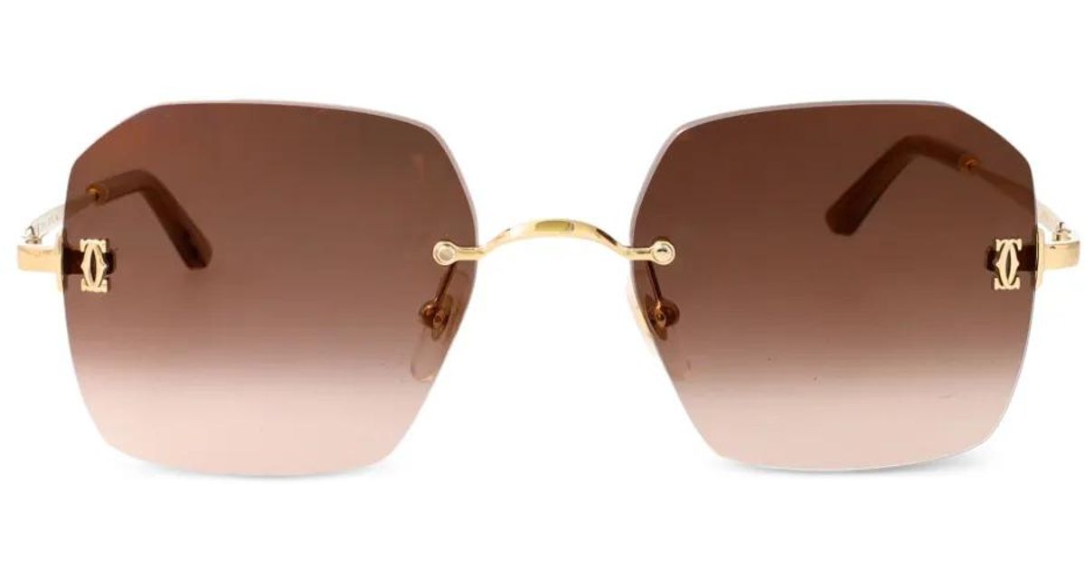 Cartier Geometric Sunglasses in Brown | Lyst