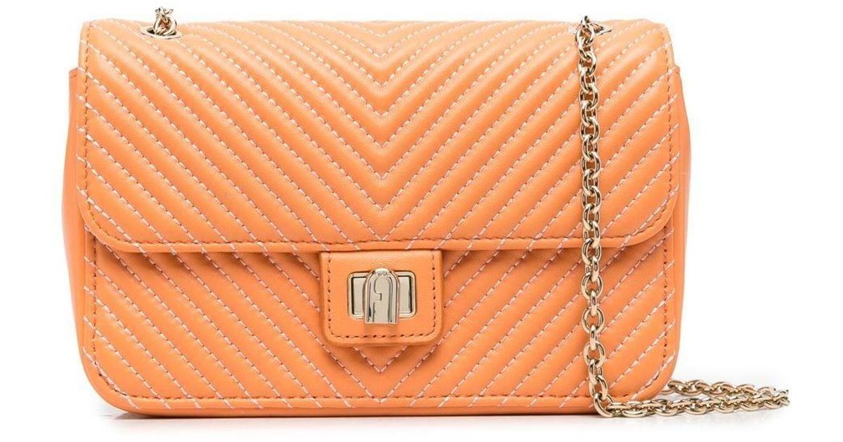 Furla Leather Chevronquilted Crossbody Bag in Orange Lyst UK