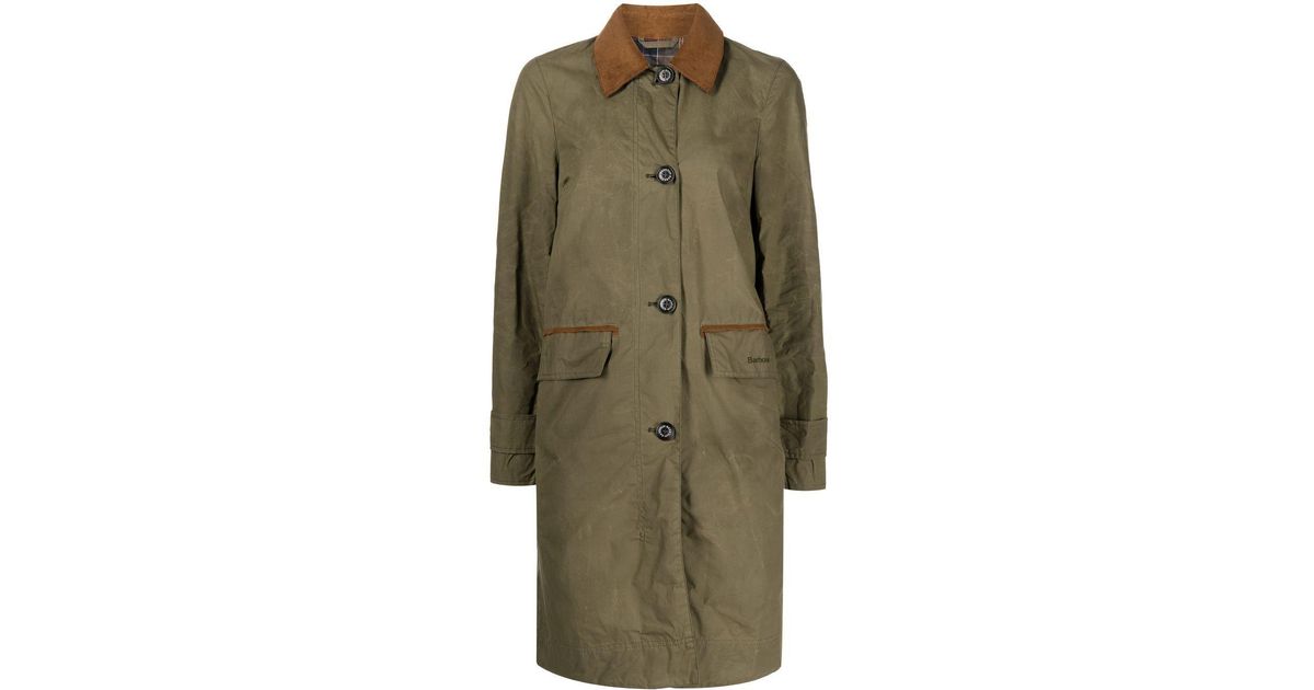 Barbour Cotton Gunby Single-breasted Trench Coat in Green | Lyst Canada