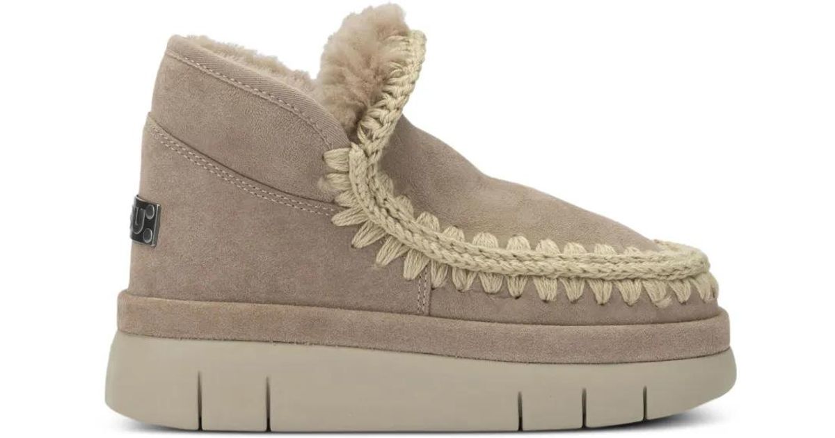 Mou Color Mou Crochet-Trim Platform Boots in Natural | Lyst